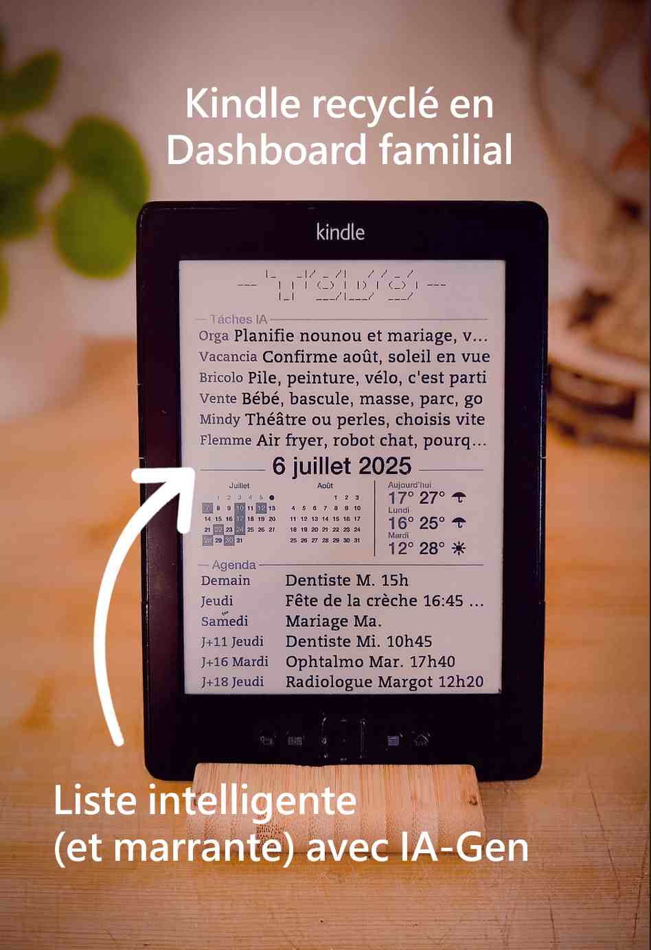 Kindle e‑ink hack – Dashboard familial